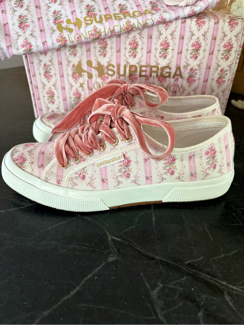 Superga x Loveshackfancy - Pink Floral Sneakers w/ Matching Tote & Box 2750 - Picture 5 of 12